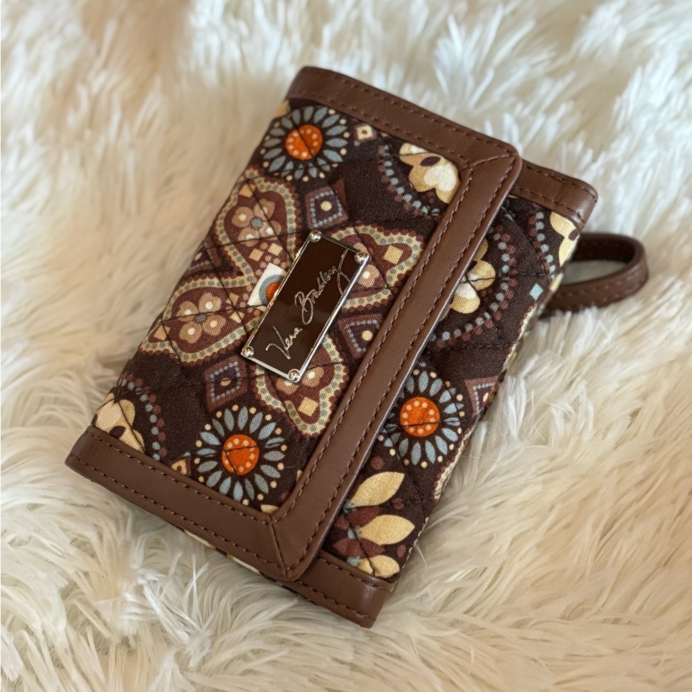 Vera Bradley Brown and Orange Floral Wallet